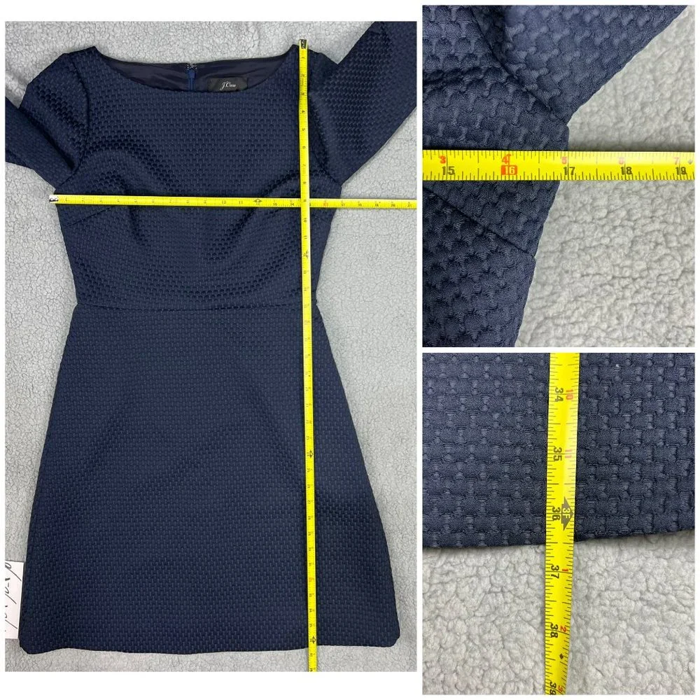 J Crew Sheath Dress Women 4 Navy Blue Work Portfolio Office Matelasse Workwear - Picture 12 of 12